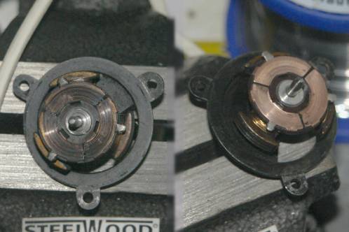 De ollector van de motor van het Fleischmann lokje voor (smerig) en na reiniging
