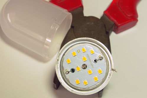 Megaman LEDlamp met zicht op de LEDs